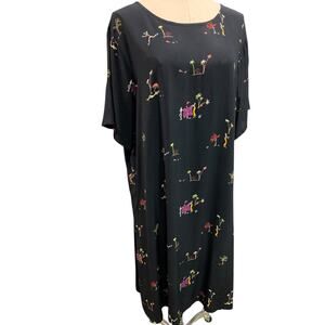 2X CityWear Women Black Beach Print Dress 42" Length